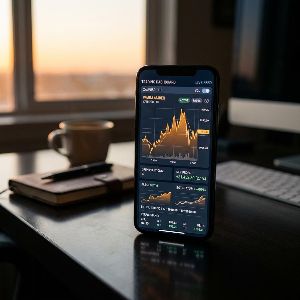 Zelqorium Trading-Dashboard auf einem Smartphone